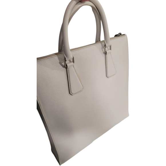 👜🍄🟫 PRADA Saffiano Leather Laptop Tote – Bone / Mushroom 🍄🟫👜 - Picture 5 of 15